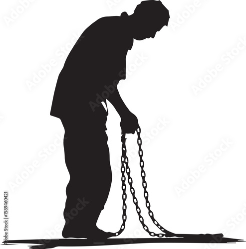 Print Man with Heavy Chains Silhouette - Burden Concept