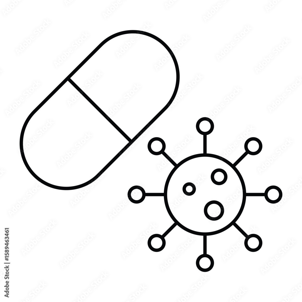 Virus pills line icon. Vector illustration. Virus pills line icon. Vector illustration.