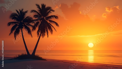 Aerial View of Tropical Beach with Clear Water