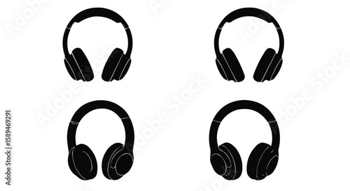 Black wireless headphones on a white background Overhead,Isolated professional-grade headphones fo,Romania