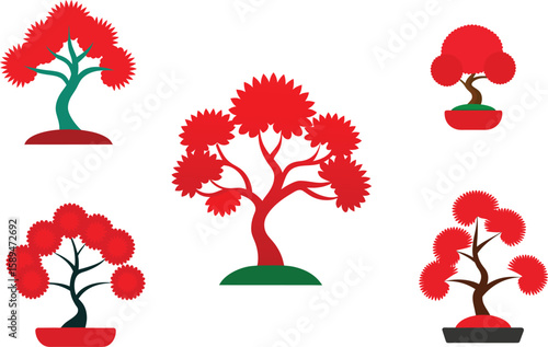 Calliandra Haematocephala Bonsai Vector Illustration
