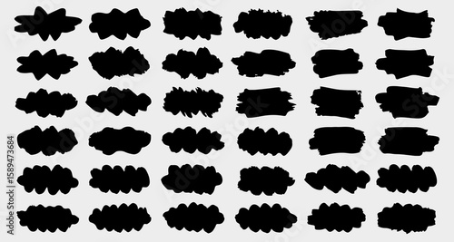 Abstract Brushstroke Set: A collection of dynamic black brushstrokes on a neutral backdrop, offering versatile design elements for various creative projects.