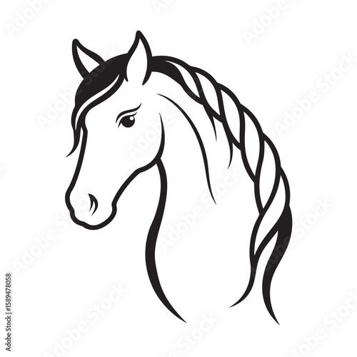 Detailed Horse Head With Braided Hair