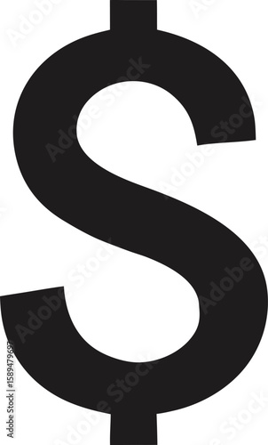 American dollar currency or dollar symbol silhouette icon on white background