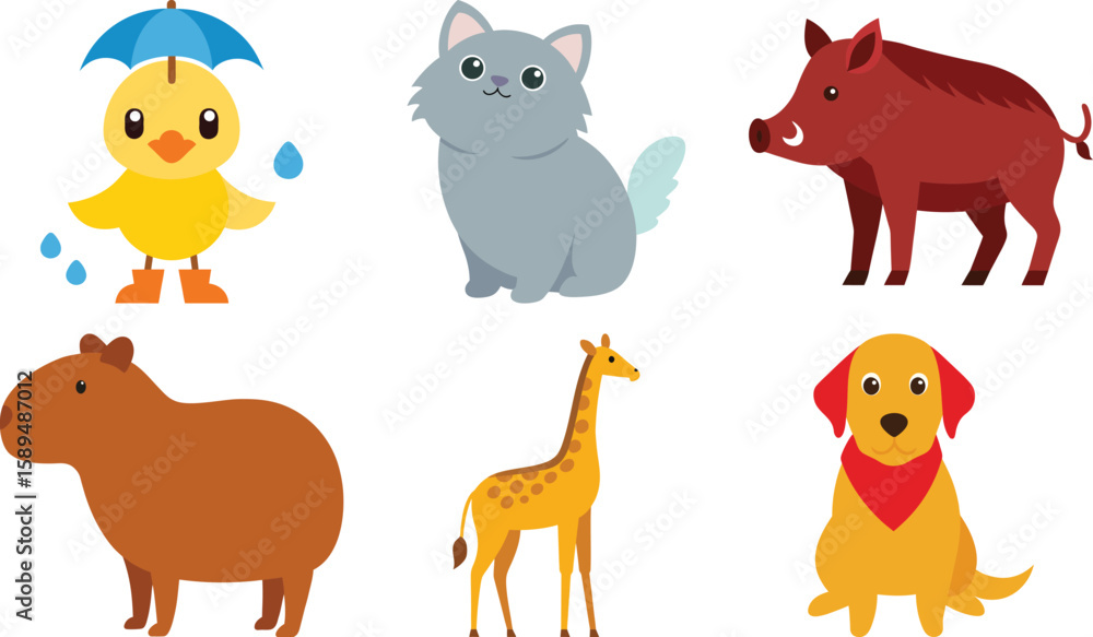 Naklejka premium Cute Animal Collection on transparent background