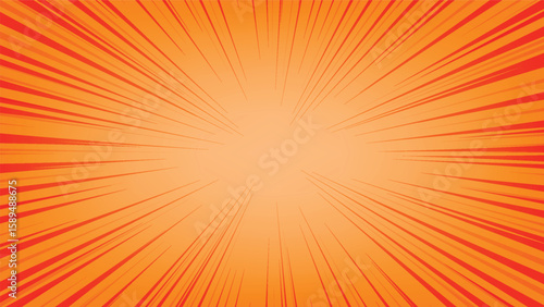 abstract comic speedy lines on orange color background