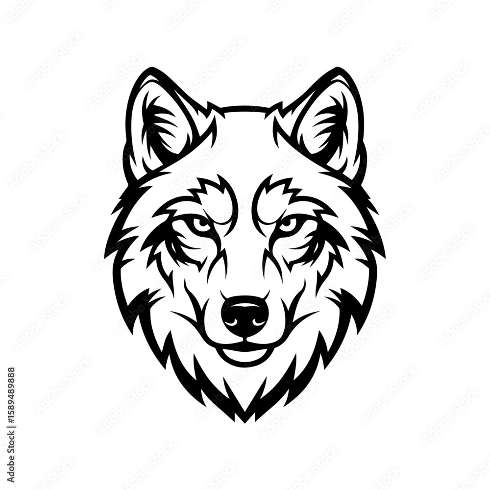 Fototapeta premium Wolf head, perfect for logo design, isolated on transparent or white background, vector illustration.