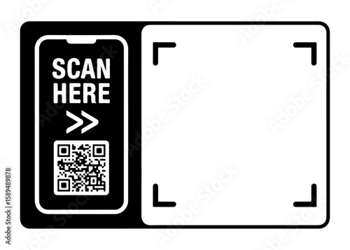 scan here qr code frame for payment and app use

