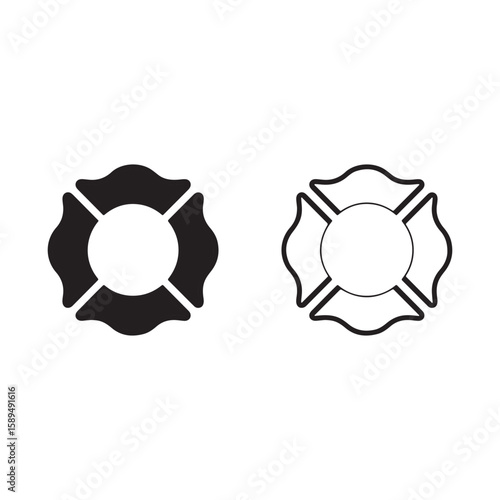 Blank Fire Department badge icon Outline sign vector illustration on white background