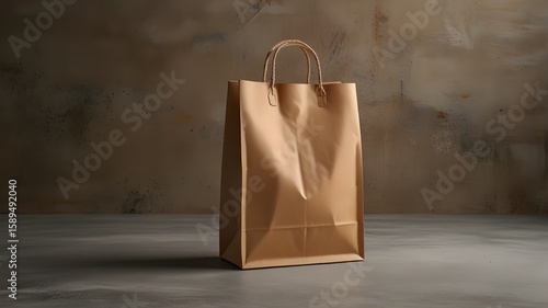 Wallpaper Mural Brown Kraft Paper Shopping Bag Mockup with Soft Shadow Torontodigital.ca