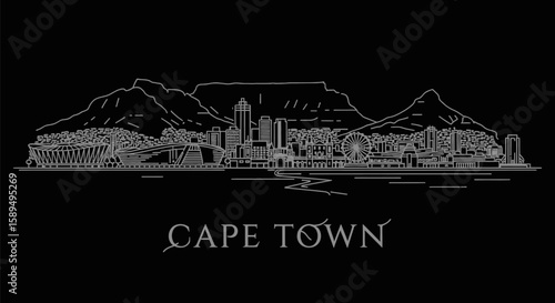Cape Town Skyline Minimalist Cityscape Illustration. (1)