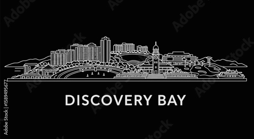 Discovery Bay Skyline Hong Kong Minimalist Cityscape.