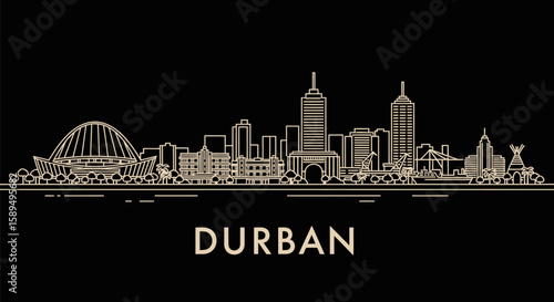 Durban Skyline Elegant Line Art Cityscape.