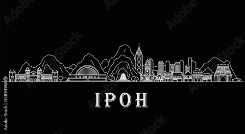 Ipoh Skyline Malaysian Cityscape with Hills  Architecture.