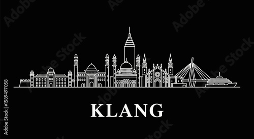 Klang Skyline Elegant Minimalist Cityscape Illustration.