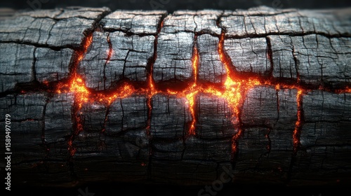 Glowing Embers in Charred Wood