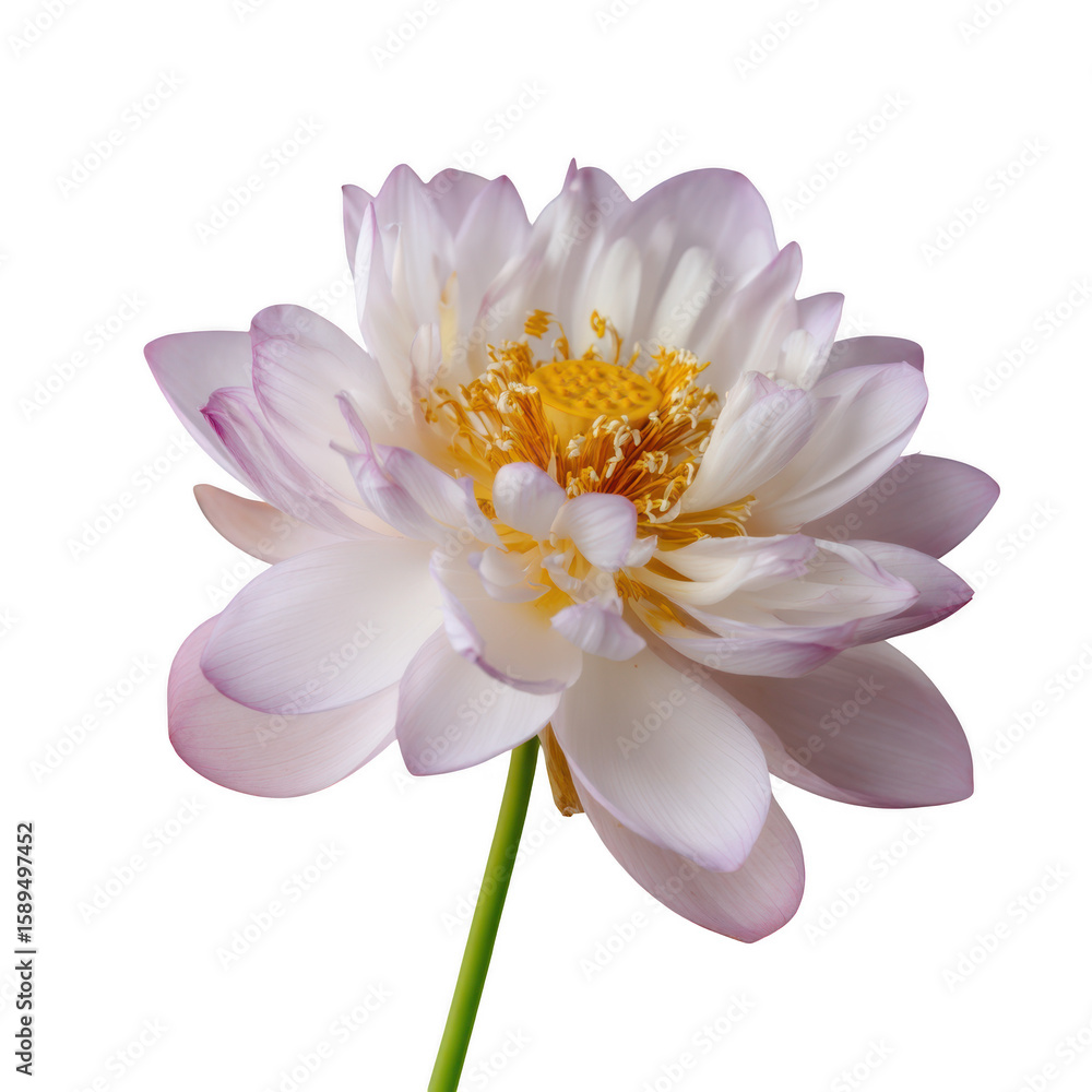 Delicate pink lotus flower with yellow center isolated on transparent background Delicate pink lotus flower with yellow center isolated on transparent background