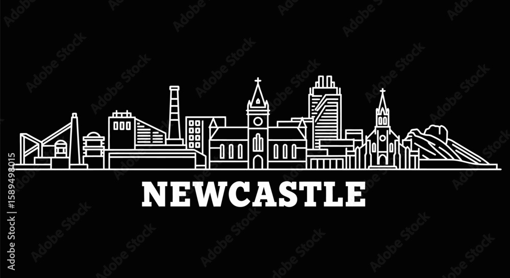Obraz premium Newcastle Skyline Minimalist Cityscape Vector Art.