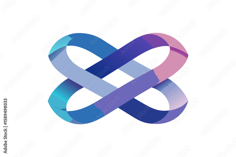 Fototapeta premium Double Twist Shape Using One Ribbon Form