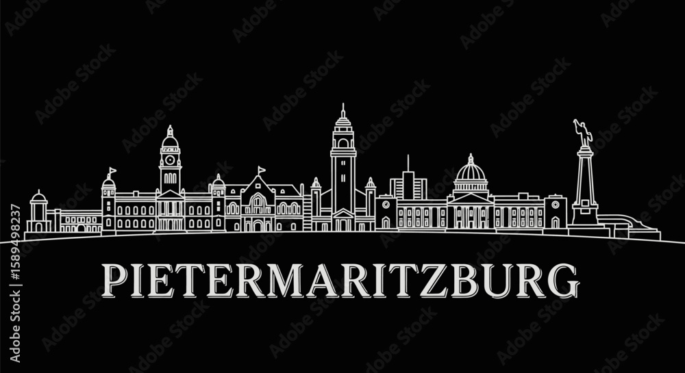 Obraz premium Pietermaritzburg Skyline Elegant Cityscape Silhouette.