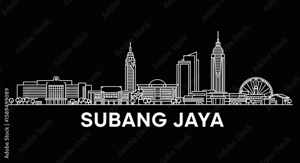 Obraz premium Subang Jaya Skyline Elegant Minimalist Cityscape.