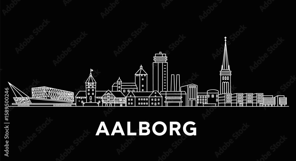 Fototapeta premium Aalborg Skyline Minimalist Danish Cityscape.