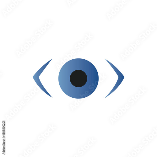 Minimalist blue eye logo with gradient iris and sharp edges