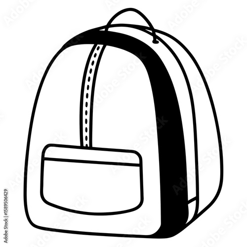 Backpack with zipper line art vector illustration 