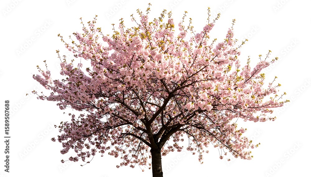 Obraz premium Blossoming cherry tree against white
