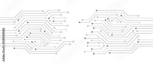 Abstract Technology Background, grey circuit board pattern, microchip, power line, blank space