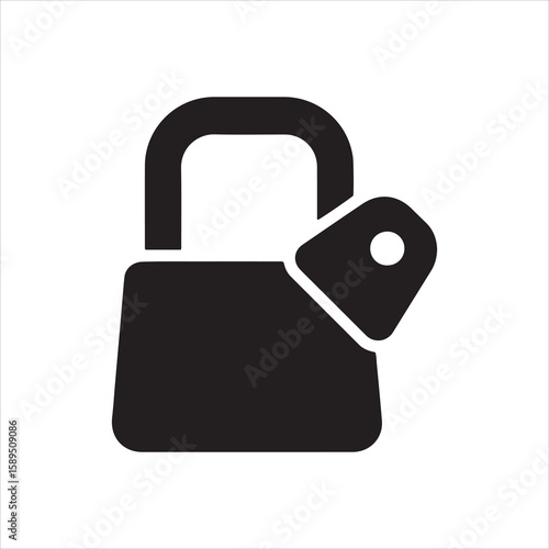 Black padlock with a price tag attached symbolizing security and commerce