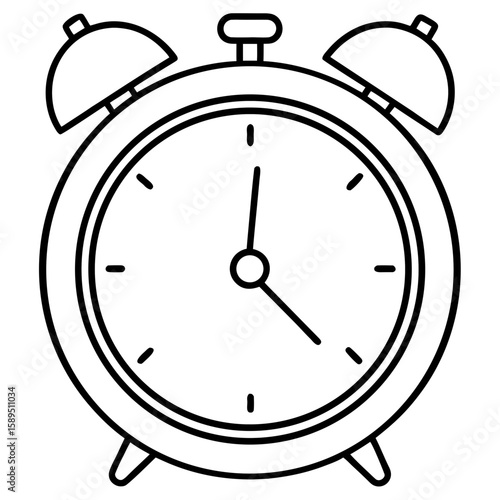 Alarm clock line art vector illustration 
