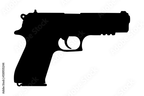 Handgun or pistol silhouette icon vector isolated on transparent background