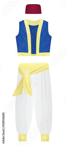 White arabic harem vest and  pants. vector