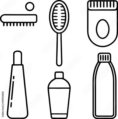  Dental Care Line Icon Vector Set