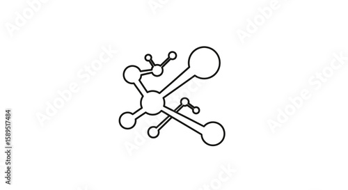 Abstract molecule structure illustration with interconnected atoms and bonds in a minimalist design.