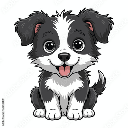 Adorable border collie puppy with a purebred pedigree portrait on a white background