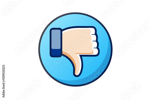 a circular thumbs-down icon isolated on white background.