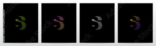 Laser Stroke Lines Diagonal Negative Space Logo Design S