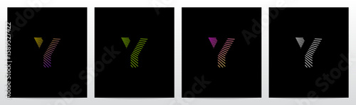 Laser Stroke Lines Diagonal Negative Space Logo Design Y