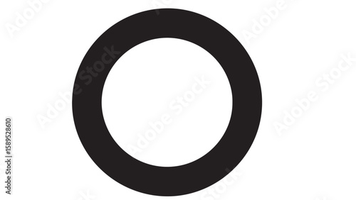 Black thick ring shape on a white background, simple design element