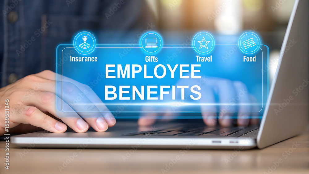 Fototapeta premium Employee benefits insurance gifts travel food image