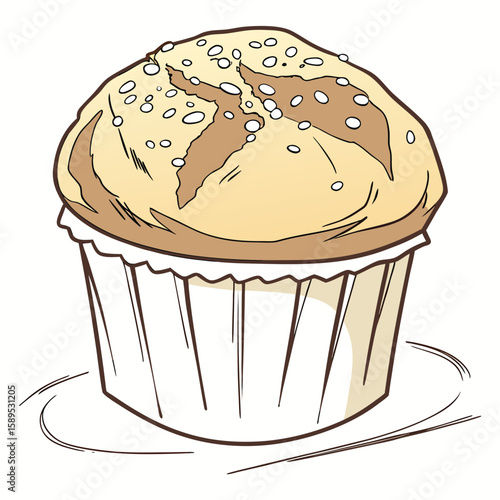 chocolate muffin on white background