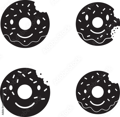 Four Bite Sized Donut Silhouettes