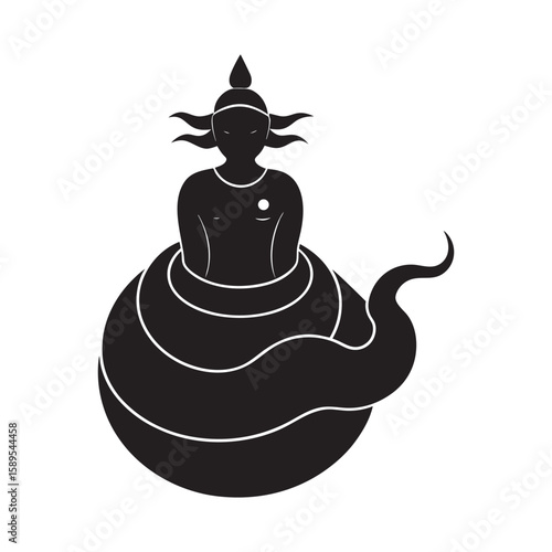 Vishnu Sleeping Calmly On Sheshnag Silhouette