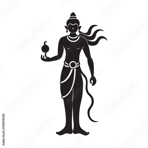 Lord Vishnu With Sacred Symbols Silhouette