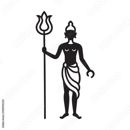 Vishnu Holding Shankha And Chakra Silhouette