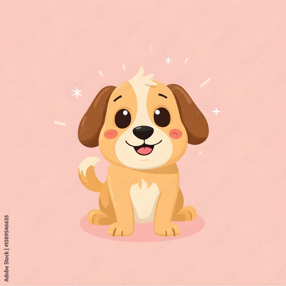 Adorable cartoon puppy sitting, perfect for children's products. Adorable cartoon puppy sitting, perfect for children's products.