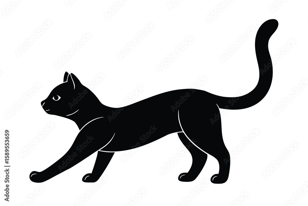 Obraz premium cat stretching vector icon