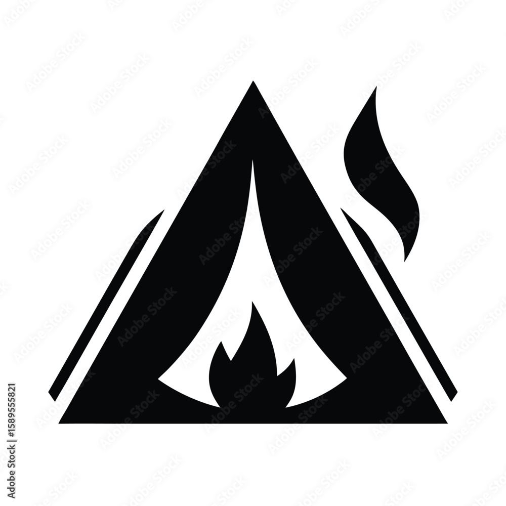 Fototapeta premium Tent Campfire Combo Icon Vector Illustration
